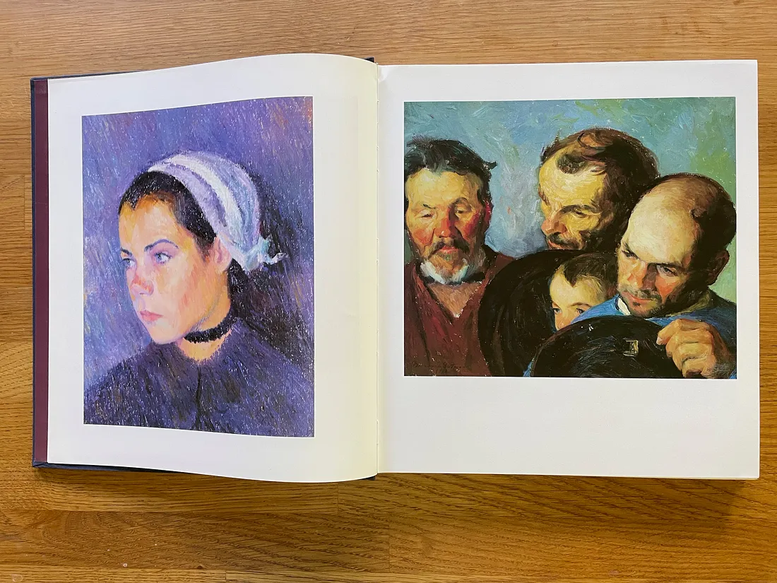 Page spread from “Bernhard Gutmann: An American Impressionist” with two facing paintings, both sized to full width within the grid, and no text or captions.