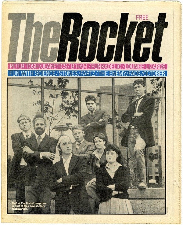 Cover of The Rocket, with photo showing staff standing around looking cool