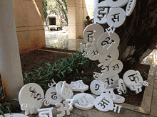 Indian letters cascading up a tree