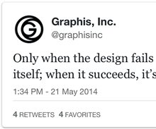 Tweet by Graphis, Inc. quoting me on design.