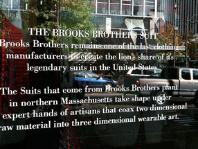 Window sign at Brooks Brothers shop in Seattle
