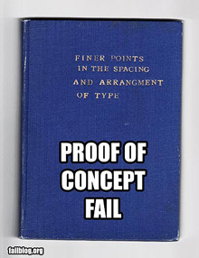 'Failed' typography on a book about type spacing