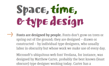 Space, time, & type design: an example of WOFF fonts